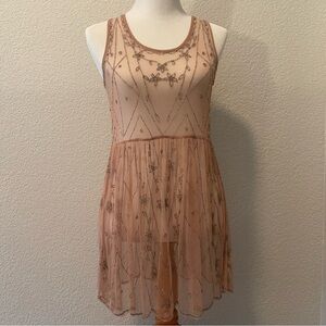 FP Starry Night sheer beaded slip dress embroidered